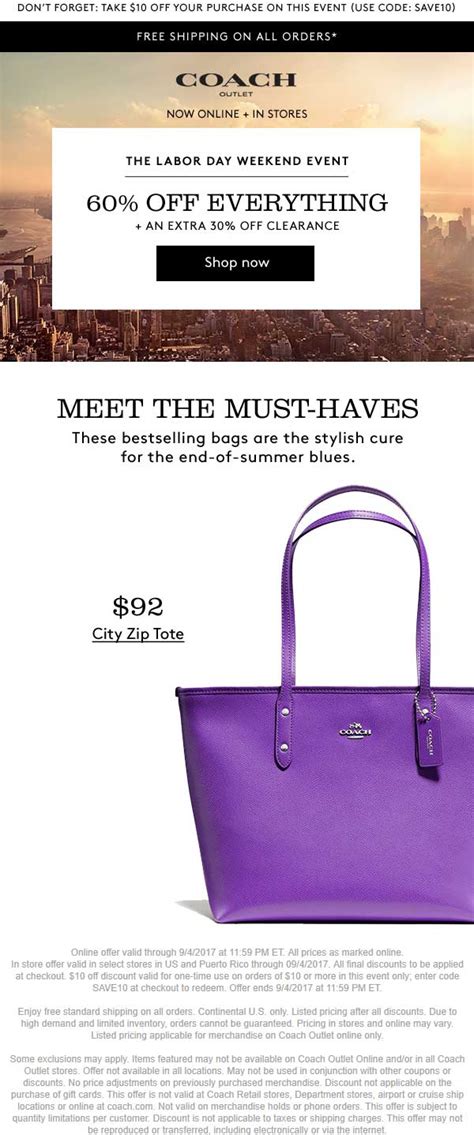 coach email discount